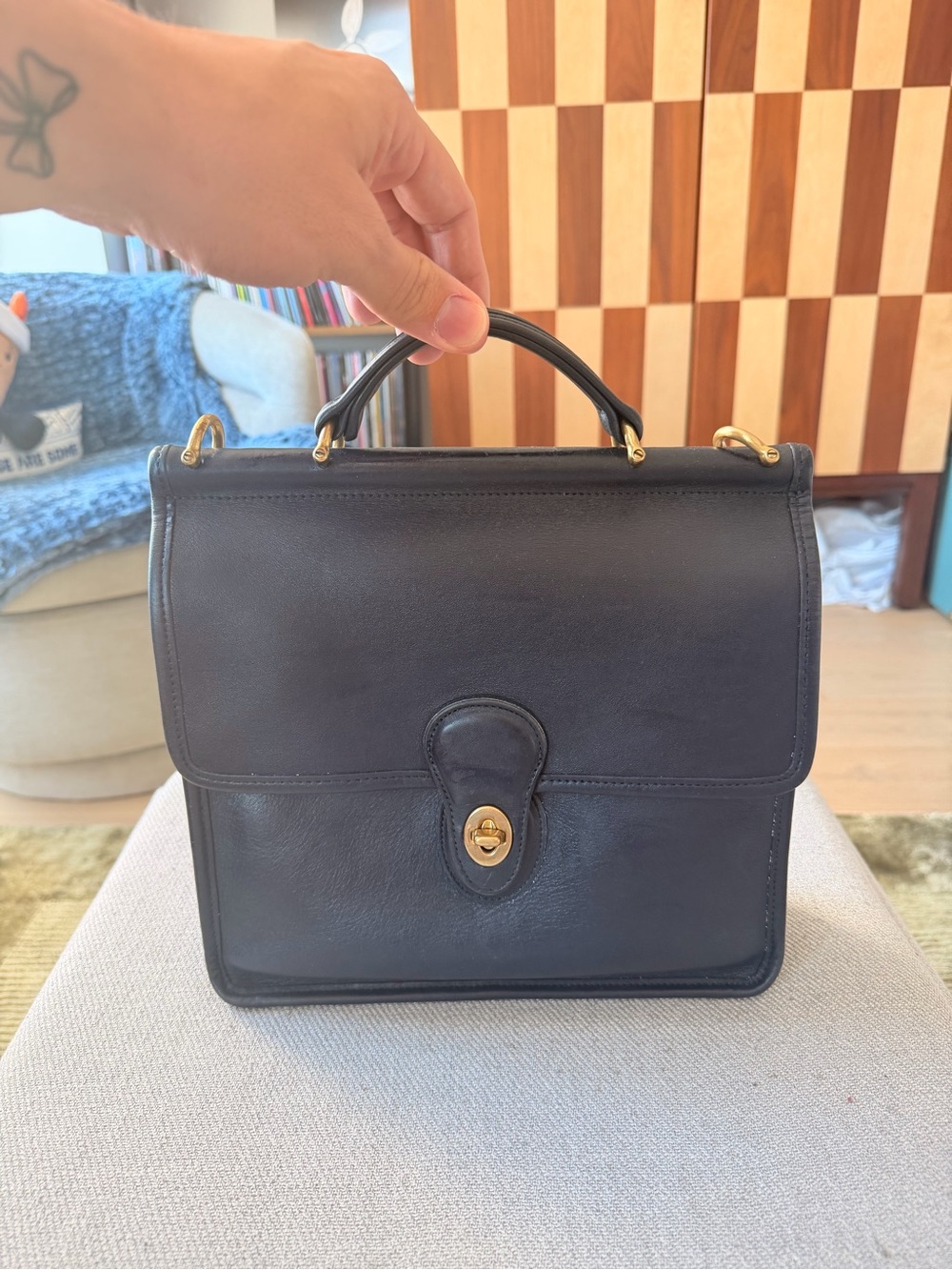 Vintage Coach Willis Bag in Navy Blue